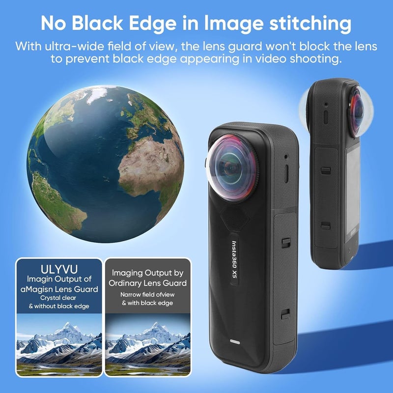 ULYVU 6-in-1 Accessories Kit for Insta360 X5, Included Insta 360 X5 Premium Lens Guard, Metal Protective Case, 2 Pack of Tempered Glass Film Screen Protector, Silicone Protective Cover Bundle Kit - Image 3